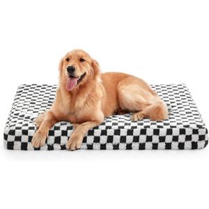 JOEJOY Dog Bed for Large Dogs, XLarge Orthopedic Dog Bed with Removable Washable Cover, Cute Modern Plush & Memory Egg Crate Foam Dog Bed, 42 x 28 inch, Grey