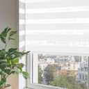 ChrisDowa Cordless Zebra Blinds for Windows, Dual Layer Free-Stop Light Filtering Window Roller Shades, Pull Down Privacy Zebra Shades for Home, Office, Bedroom, Door (20" W x 72" H, White)