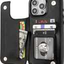 ONETOP Compatible with iPhone 16 Pro Max Wallet Case with Card Holder, PU Leather Kickstand Card Slots Case, Double Magnetic Clasp and Durable Shockproof Cover 6.9 Inch (Black)