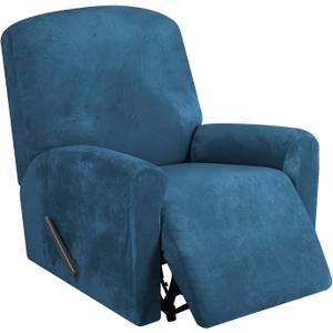 Festicorp Recliner Chair Covers Real Velvet 4-Pieces Recliner Covers for Small Lazy Boy Recliner Chair Stretch Recliner Sofa Slipcovers Furniture Protector with Side Pocket & Elastic Bottom, Deep Teal