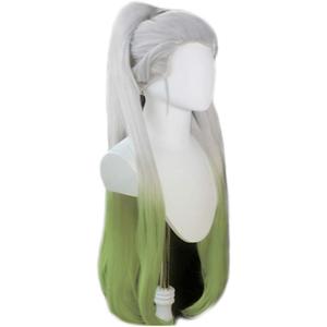 Missvig Cosplay Wig White Ombre Green Long Hair Halloween Custom Party Wigs for Women Cosplay Japanese Anime Demon Slayer