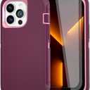 Case for iPhone 13 Pro Max Case 6.7" with 2 Screen Protector, Full Body Heavy Duty Military Grade Cover, Shockproof/Drop Proof Protection Phone Case (Wine Red Pink)
