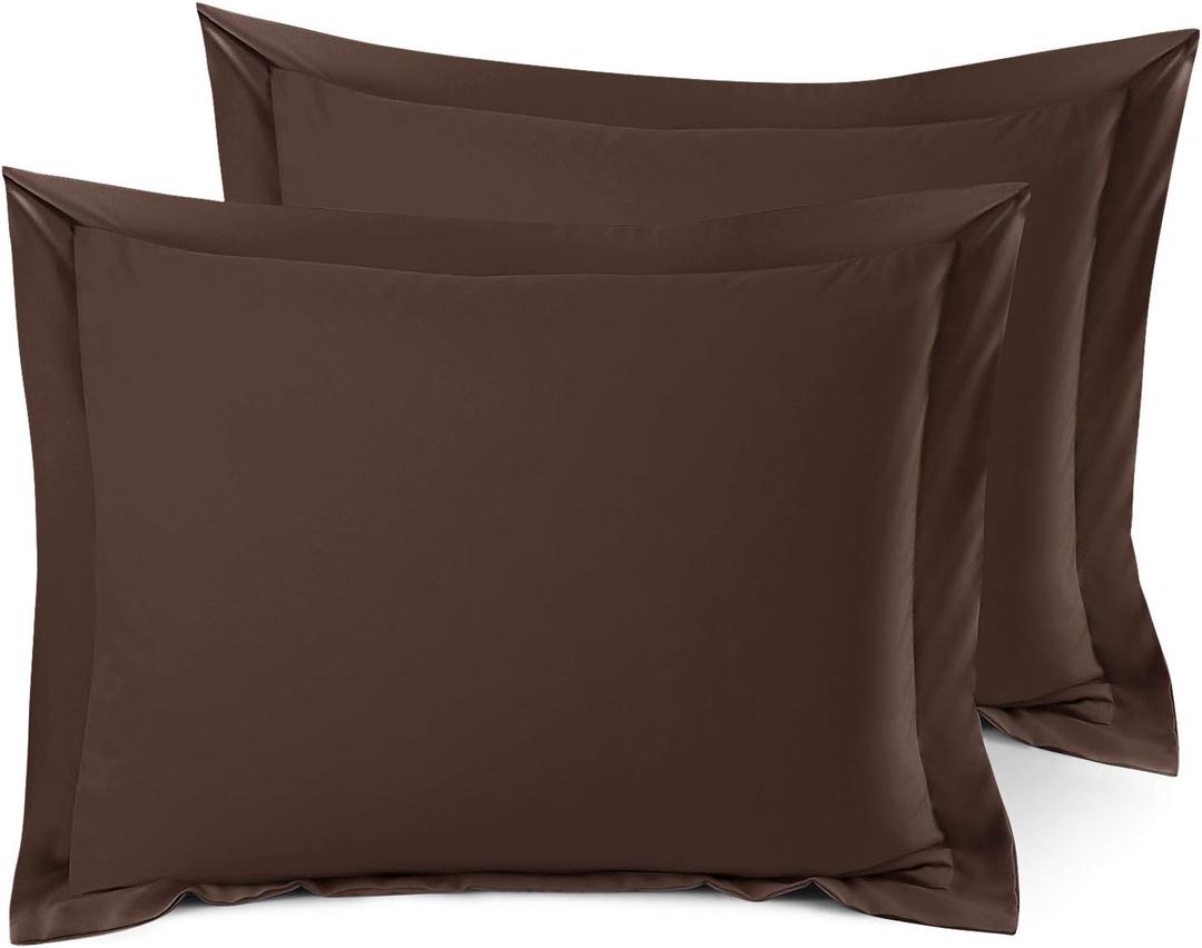 Nestl Soft Pillow Shams Set of 2 - Double Brushed Microfiber Pillow Covers - Hotel Style Premium Bed Pillow Cases, with 1.5 Decorative Flange, Queen 20"x30" - Chocolate (06 - Chocolate Brown)