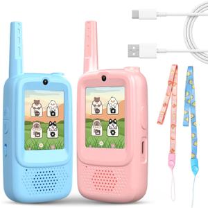 Curio Cub Video Walkie Talkies for Kids 3-12 Rechargeable Long Range 2-Way Radios with Camera & Voice Changer, Photo Sharing, Outdoor Toys for Boys Girls Gifts