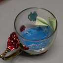 Tea Cup Gifts for Mom Women Mothers Day Glass Coffee Enamels Mug Birthday Butterfly Rose Gifts for Her Valentines Day Christmas Tea Cup with Spoon, A-Cup-Red-Tall