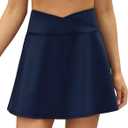 LouKeith Tennis Skirts for Women Pleated Crossover High Waisted Athletic Workout Golf Skorts Skirts with Shorts Pocket (Blue, S)
