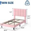 Garvee Twin Size Bed Frame with Upholstered Headboard for Kids, Pink
Fully Velvet Upholstered Mattress Foundation with Height Adjustable Headboard, No Box Spring Needed, Easy Assembly