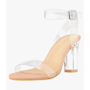 ZriEy Clear Block Sandals Chunky Heels for Women 3.35 Inch Open Toe Adjustable Ankle Strap Pump Sandals for Weddings Parties Daily Wear 8.5