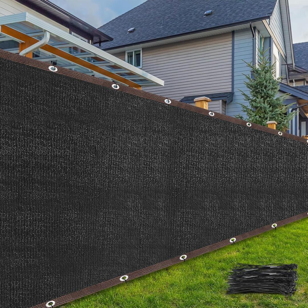 Windyun 3Ft x 100Ft Wind Screen Privacy Screen Fence Black 150 GSM 88% Blockage with 100 Cable Zip Ties Heavy Duty Commercial Residential Netting Fence Cover for Outdoor Wall Garden Yard Backyard