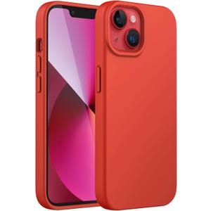 JETech Silicone Case for iPhone 13 6.1-Inch, Silky-Soft Touch Full-Body Protective Phone Case, Shockproof Cover with Microfiber Lining (Orange Red)
