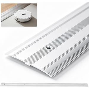 Aluminum Door Transition Strip 36" L x 2.4" W Metal Floor Threshold, 0.1" H Flat Profile forWood Tile Carpet Vinyl Concrete Flooring Gaps, Modern Doorway Protector Decoration (Silver)