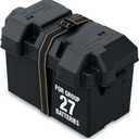 Attwood 9067-1 Vented Battery Box with Mounting Strap, Fits Group 27 Series Batteries, Black