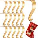 Tenceur 16 Pcs Christmas Stocking Holders for Mantel Xmas Stocking Hangers Fireplace Socks Hanging Hooks Heavy Duty Non Slip Metal Stockings Hangers for Home Christmas Party Decoration(Gold)