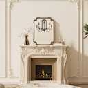 Vintage Baroque Gold Scalloped Mirror for Wall 22 x 30 Antique Brass Scroll Frame French Mantle Mirror for Fireplace Bathroom Living Room Bedroom Decor, Horizontal/Vertical