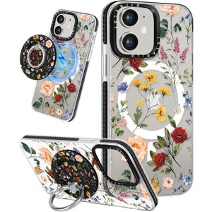 Lotadilo Cute Case for iPhone 11 for Women Girls - Funny Design Compatible with Magsafe Magnetic Ring Holder Kickstand Retro Flower Fashion Pattern TPU Phone Covers for iPhone 11 Phone Case