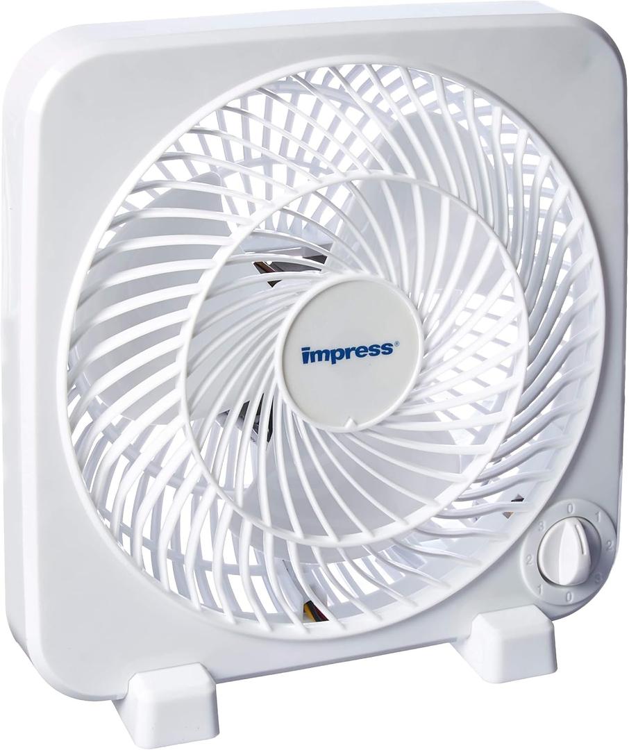 Impress 9-Inch 3-Speed Box Fan, IM-719BX, White 