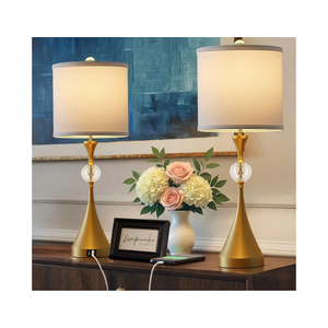 26'' Table Lamps for Living Room - Bedside Table Lamp Set of 2 with USB Port for Bedroom,3 Way Dimmable Nightstand Lamps for End Table Dorm Office Entryway Dining Room,Gold