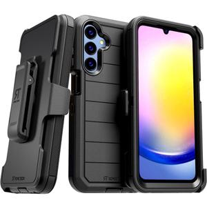 For Samsung Galaxy A25 5G (2023) Case With Belt Clip Holster & Kickstand, Screenless Protective Dual-Layer Shockproof Phone Case for Samsung Galaxy A25 5G - Black