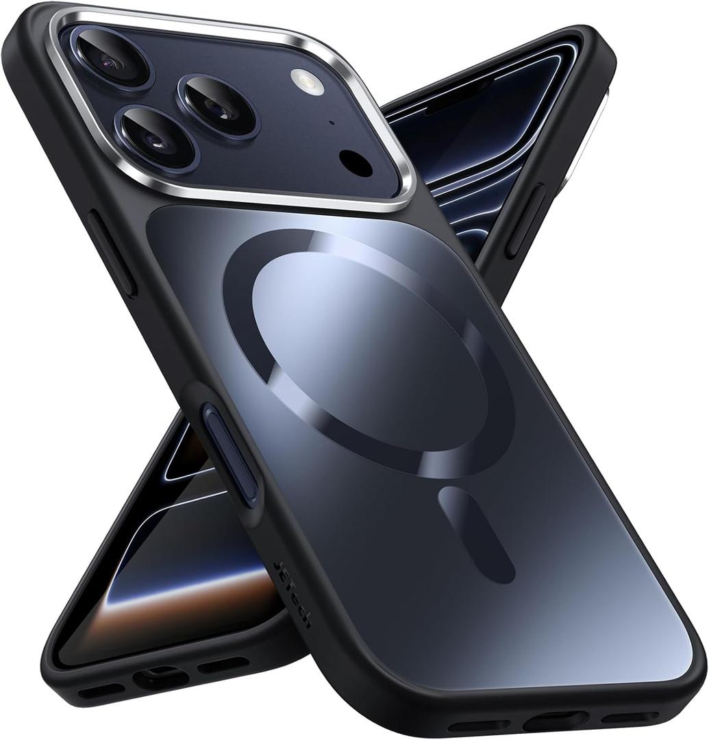 JETech Magnetic Case for iPhone 17 Pro Max 6.9-Inch Compatible with MagSafe, Luxury Metallic Luster Matte Back Slim Shockproof Electroplated Phone Cover (Black)