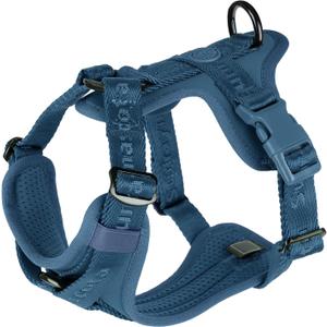 No Pull Dog Harness with Lycra, Three-Point Force Dispersion & 3D Padding, Adjustable Breathable Mesh for Large Dogs(Prussian Blue,L) (L(neck:18.0-31.0,chest:24.0-37.0))