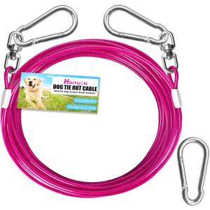 Dog Tie Out Cable - Heavy Duty Dog Chain for Yard, Pink Outdoor Tether & Leash, 15 Ft, Lead for Dogs Outside Dog Tie Out Cable - Heavy Duty Dog Chain for Yard, Pink Outdoor Tether & Leash, 15 Ft, Lead for Dogs Outside