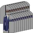 Amylove 10 Pcs 24 x 40 Inch Suit Bag Bulk for Travel and Closet Storage, Garment Bags for Hanging Clothes with Zipper and Clear Window, Dustproof Hanging Cover for Suits Jackets Dresses Coats (Gray)