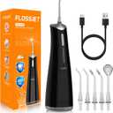Water Dental Flosser Cordless Oral Irrigator with 300ml 5 Tips 4 Modes USBCharger Portable Travle Irrigation Cleaner IPX7 Electric Irrigador Dental for Teeth Cleaning (Black)