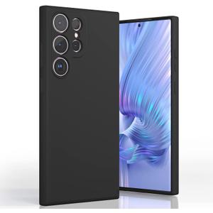 for Galaxy S23 Ultra Case, Liquid Silicone Slim Soft TPU Fit Full Body Protection Shockproof Phone Cover for Galaxy S23 Ultra 6.8"2023 (Black)