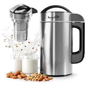 50oz Almond Milk Maker Machine (Built-in Filter) 100% 304 Stainless Steel, Make Plant Based Milk, Soup & Juice, 6-7 Cups Per Batch, Automatic Cleaning, 8-IN-1 Nut Milk Maker for Soy & Oat (Silvery)