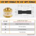 KOOTNAS 2-Pack Solid Brass Bulkhead Fittings, 1/8 NPT Taper Female 5/8" Straight Male Thread Brass Water Tank Connector with 4 Rubber Rings and Silicone Rings, for Water Towers, Faucets, Hoses