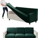 Couch Cover Velvet, Stretch Sofa Covers for Separate Main Cover/Backrests and Seat Cushions Couch Cover, for Living Room Furniture Slipcovers (Dark Green,Large Main 7 Piece)