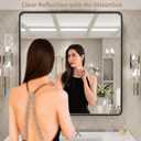 LOAAO 30x30 Inch Black Metal Framed Bathroom Mirror for Wall, Matte Black Bathroom Vanity Mirror Farmhouse, Large Rounded Rectangle Mirror, Anti-Rust, Hangs Horizontally or Vertically