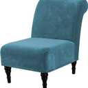 H.VERSAILTEX Armless Accent Chair Covers Thick Velvet Armless Chair Slipcovers High Stretch Chair Covers for Living Room Hotel Machine Washable Furniture Protector with Elastic Bottom, Peacock Blue