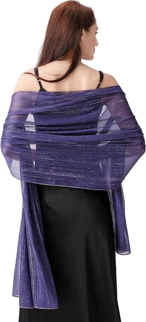 Ladiery Shawl Wraps for Women-Chiffon Shawl for Women Sparkly Rhinestones for Banquets, Weddings, and Formal Occasions. (Blue)