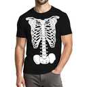 Halloween Shirts for Men:Giant Skeleton Chest Print Costumes Fun Tee Crew Neck Short Sleeve XL