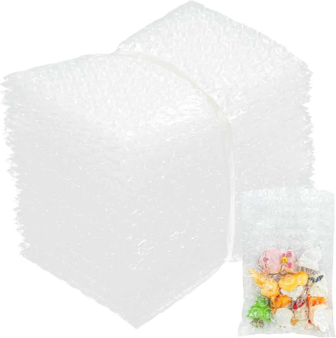 50-Pack 4"x6"Clear Bubble Out Bags for Packing & Shipping  Double-Wall Bubble Cushioning Pouch for Moving & Fragile small Items Storage