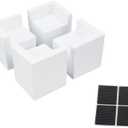 White Painted Set of 4 Bed Risers Furniture Square Risers Wooden Solid Wood for DIY Painting Sofa Couch Chair Table Increase Legs 2 Inches