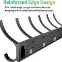 Coat Rack Wall Mount with 6 Hooks (Black, 1 Pack), Heavy Duty Coat Hooks Wall Mount for Entryway, Bedroom, Closet, Wall Hooks for Hanging Hats, Bags, Purses