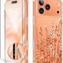 GVIEWIN for iPhone 17 Pro Max Case with Screen Protector, Upgraded [Full Camera Protection] [Non Yellowing] Floral Slim Shockproof Clear Women Phone Cover for iPhone 17 Pro Max 6.9"(Floratopia/Orange)
