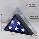 ASmileIndeep Flag Display Case for 3' x 5' Flag, American Flag Shadow Box with HD Tempered Glass and Wall Mount, Folded Triangle Flag Holder Frame for Small Flag (Not for Burial Flag) - Black Walnut