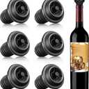 Honoson 6 Pieces Wine Stopper Resealable Pump Vacuum Silicone Saver Practical for Kitchen Supplies Bottle Tools (Black)