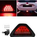 Car F1 Style Brake Light, DRL Fog Rear Tail Third Brake Light, Waterproof Triangle Warning Flash Lamp with 12 LED, Universal Car Accessories for Motorcycles Trucks Safety Stop (Red)