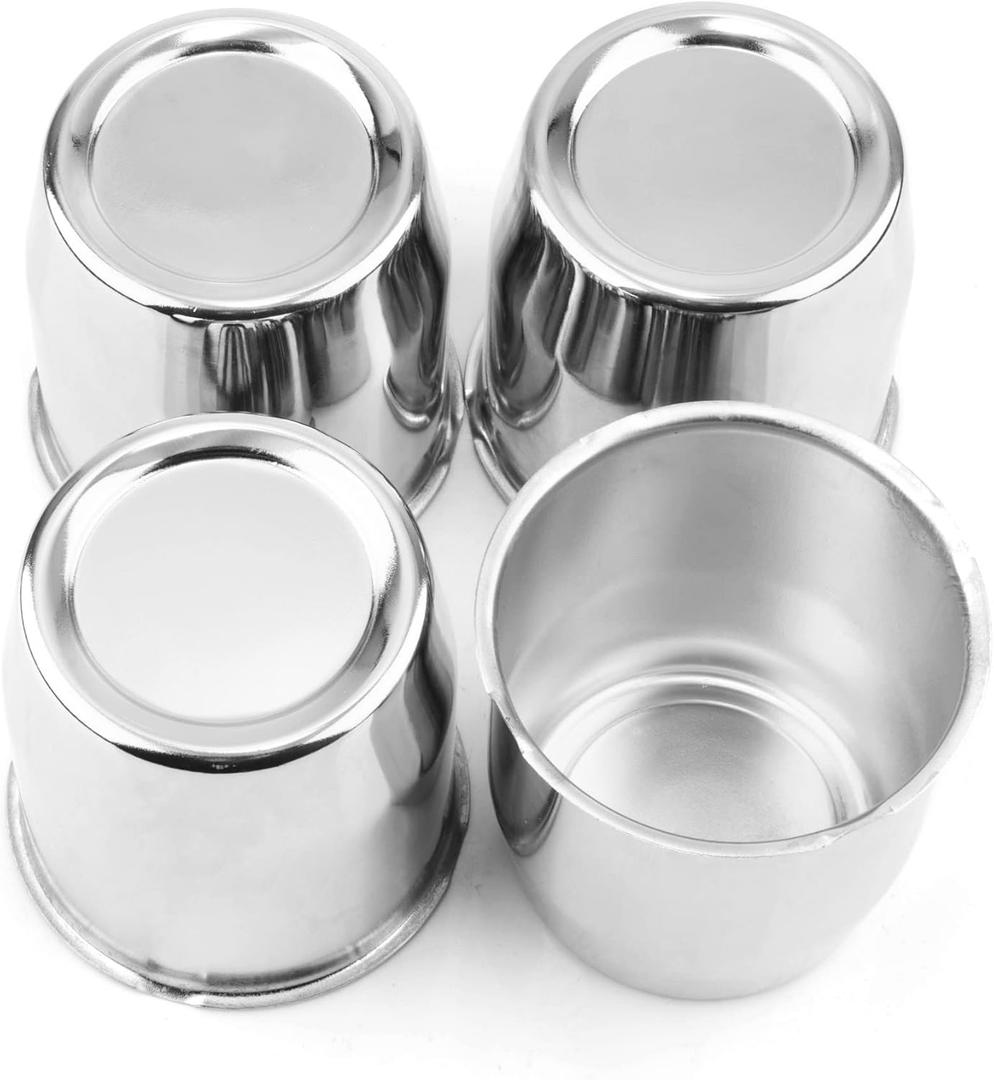4Pcs 3.13 inch Wheel Center Caps Fit 3.13" Center Bore Truck Trailer RV SUV Wheels Rims, Carbon Steel Chrome Silver Push Through Hub Covers