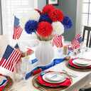 Rowfad 12 Pcs Artificial Chrysanthemums Flowers Patriotic Flowers 4th of July Fake Mums Flowers Silk Red White Blue Flower for Home Decor Indoor Memorial Day Table Centerpiece (12, Red White Blue)