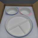 Domensi 4 Pcs Porcelain Kids Plates and Bowls Sets with Suction, 2 Ceramic Toddler Divided Plates 2 Baby Anti Slip Silicone Sleeve Bowls for Feeding Supplies Microwave Dishwasher Safe (Orange,Yellow)