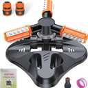 Garden Sprinkler,Upgrade Lawn Sprinklers Automatic 360 Degree Rotating Irrigation Grass Water Sprayer System,Garden Hose Sprinkler for Yard/Built in 36 Units Angle Spray Nozzles(Orange)-1Pack