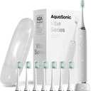 Aquasonic Vibe Series Ultra-Whitening Toothbrush  ADA Accepted Electric Toothbrush - 8 Brush Heads & Travel Case  40,000 VPM Motor & Wireless Charging - 4 Modes w Smart Timer  Optic White