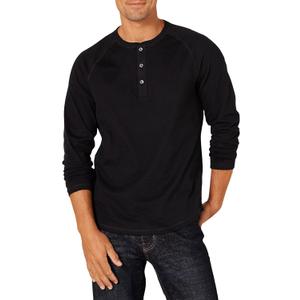 Amazon Essentials Men's Long-Sleeve Henley Shirt (Medium, Black)