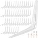 48 PCS 6 x 8 Inch White Shelf Brackets with Mounting Screws, Heavy Duty Wall Angel Corner Brace Shelving Brackets, L Bracket for Shelves