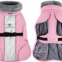 Queenmore Dog Jackets for Large Dogs, Fleece Dog Coats, Windproof Winter Large Breeds Jacket Winter, Reflective Pet Jackets, Pink, XXXL